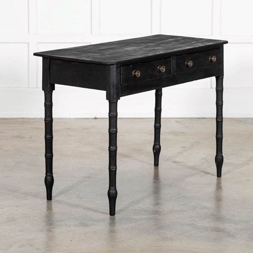 19Thc English Faux Bamboo Ebonised Pine Side Table