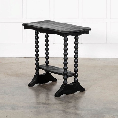 19Thc Ebonised English Pine Bobbin Side Table