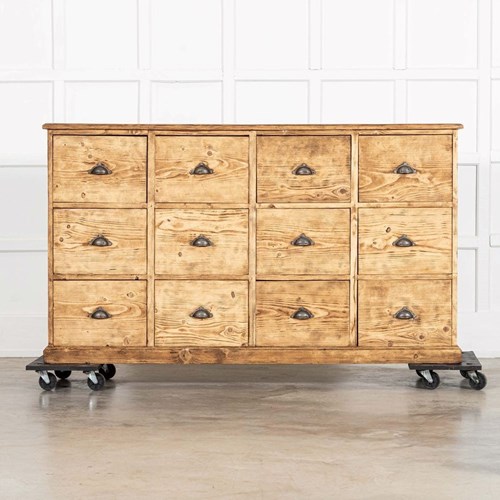 Large 19Thc English Pine Haberdashery Drawers