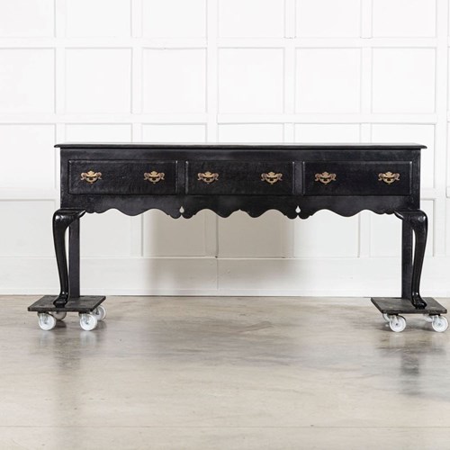 Large 19Thc English Ebonised & Lacquered Oak Dresser Base