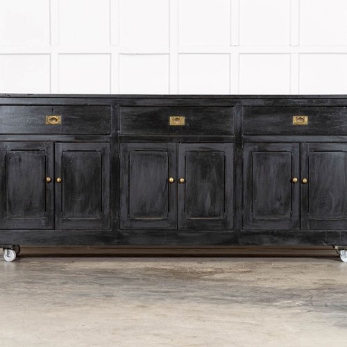 Large 19Thc English Country Ebonised Pine Dresser Base