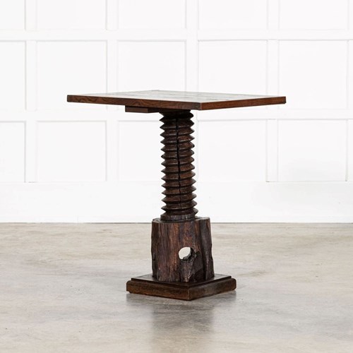 French Elm Corkscrew Side Table