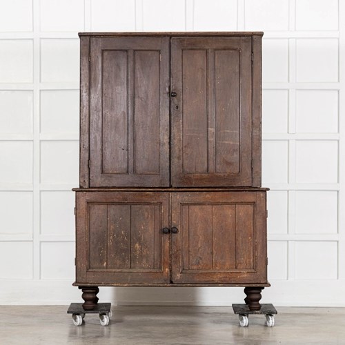 English Georgian Country Scrumble Grained Pine Housekeepers Cupboard