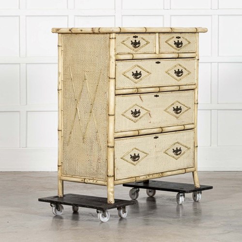 19Thc English Painted Bamboo Chest Drawers
