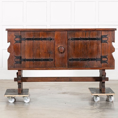 French Brutalist Pine Sideboard