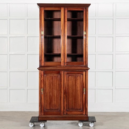 19Thc English Mahogany Glazed Bookcase