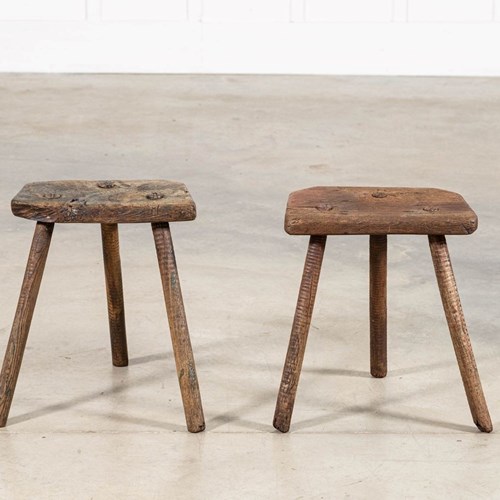 Pair 19Thc English Elm Cutler Stools