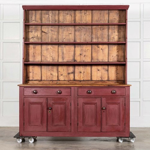 Large 19Thc English Painted Pine Dresser