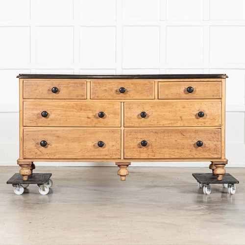 Large English 19Thc Pine Dresser Base Drawers