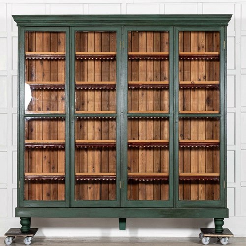 Large 19Thc English Glazed Painted Pine Bookcase