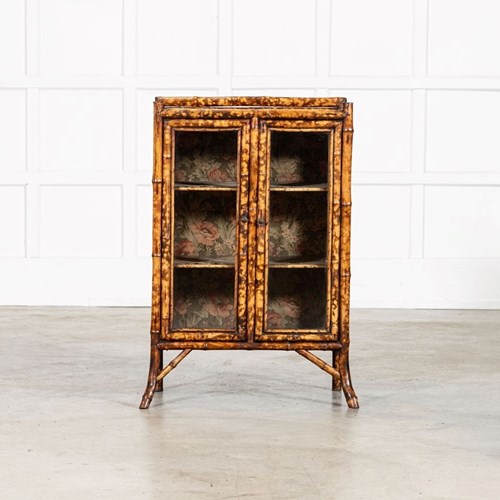 English 19Thc Bamboo & Lacquered Glazed Cabinet