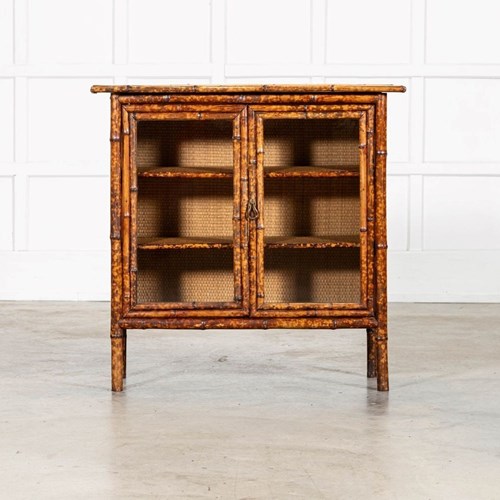 English 19Thc Bamboo & Rattan Glazed Cabinet