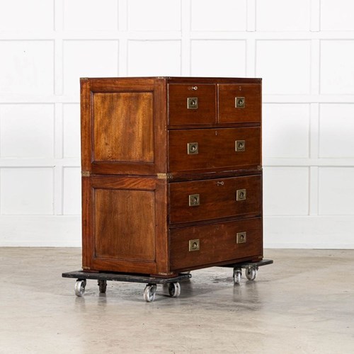 English 19Thc Mahogany Campaign Chest