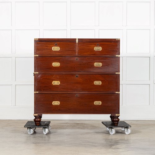 English 19Thc Mahogany Campaign Chest Drawers