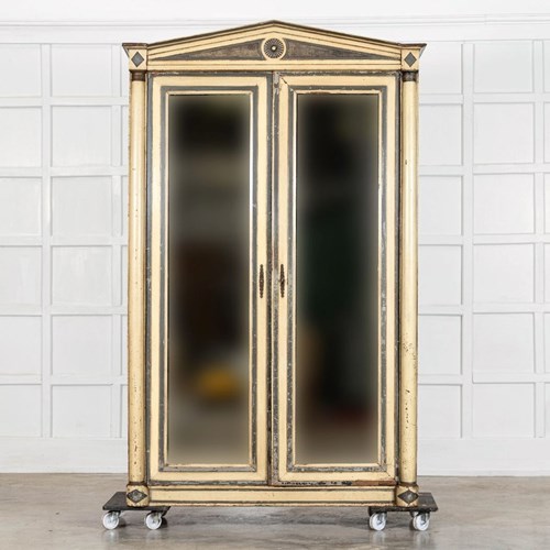 19Thc French Empire Painted Oak Armoire