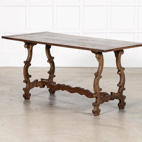 19Thc Spanish Oak Trestle Table
