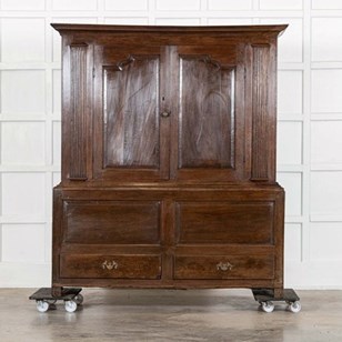 Large 18Thc English Oak Livery Cupb...