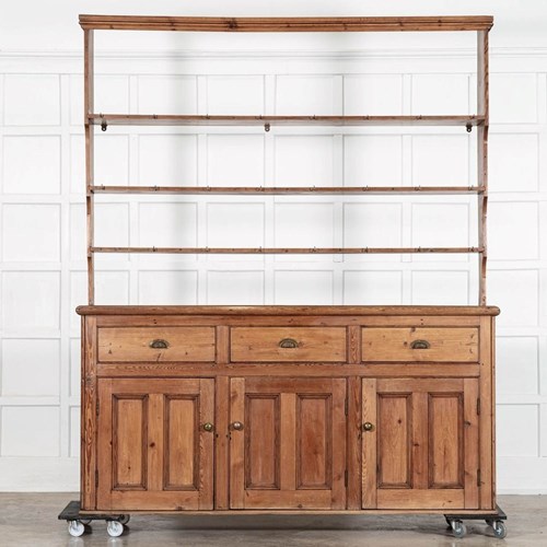 Large 19Thc English Pine Waterfall Dresser