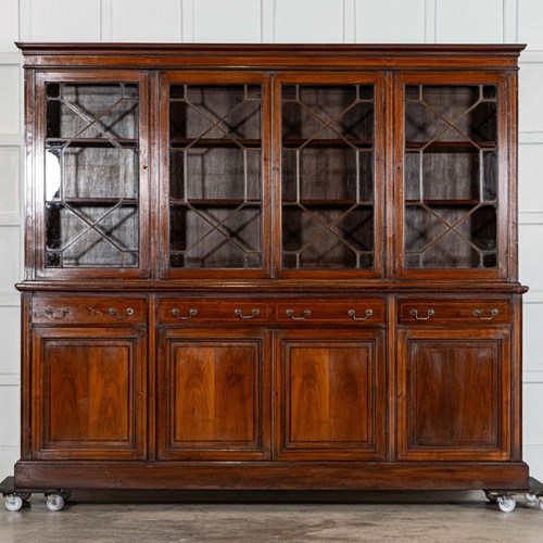 Large 19Thc English Inlaid Mahogany Maple & Co Library Bookcase
