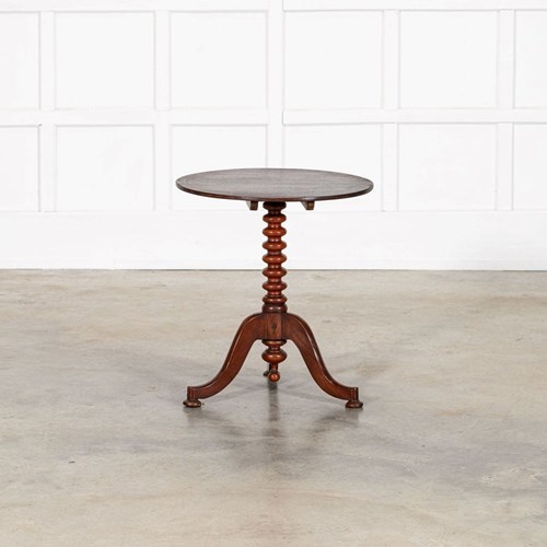 19Thc English Mahogany Tilt Top Bobbin Occasional Table