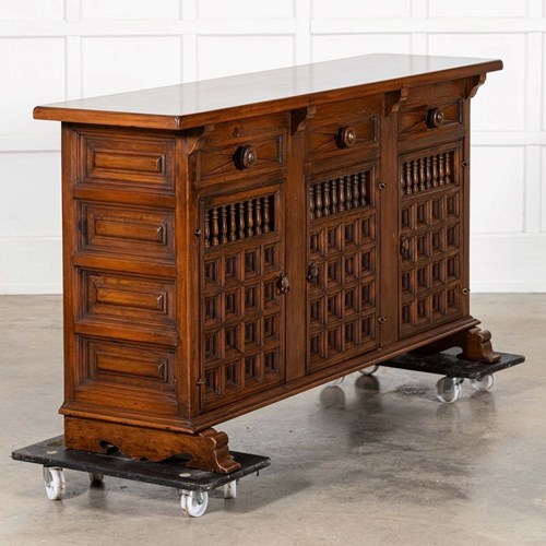 Spanish Mahogany Mid 20Thc Brutalist Sideboard