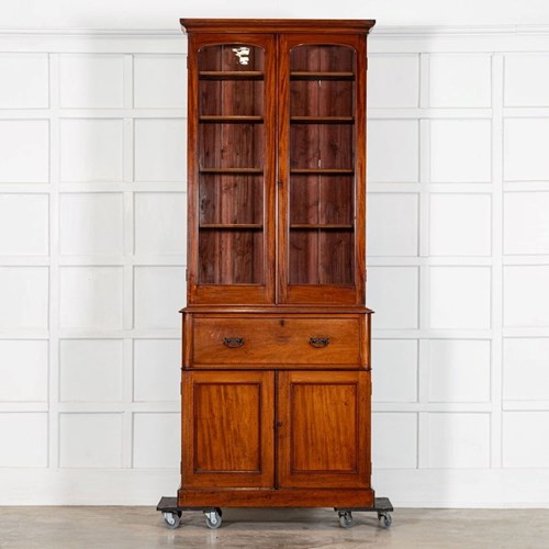 English 19Thc Mahogany Bookcase Secretaire