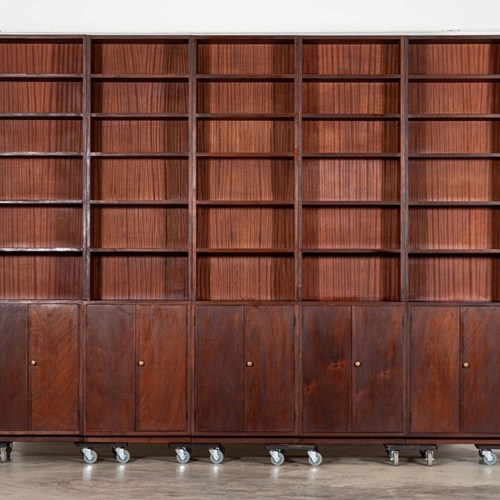 Monumental Mid Century Modern Mahogany Sectional Bookcase