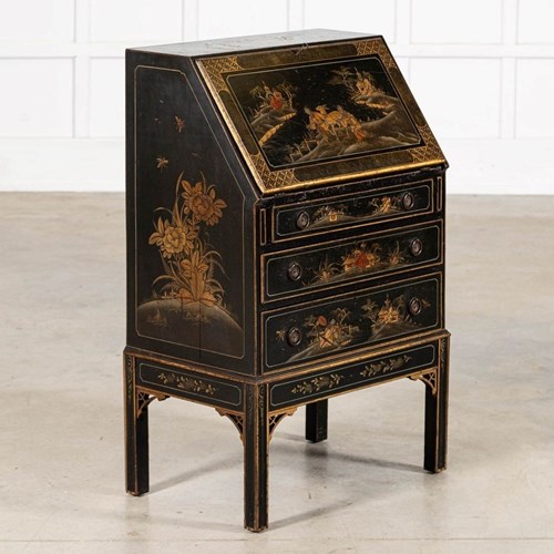 English 19Thc Mahogany Chinoiserie Bureau Writing Desk