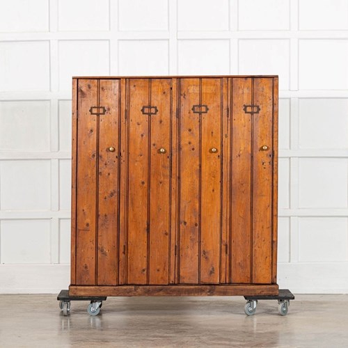 19Thc English Pine Locker Cabinet