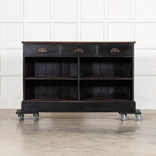 19Thc English Ebonised Mahogany & Pine Shop Counter / Island