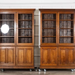 Large 19Thc English Oak Glazed Book...