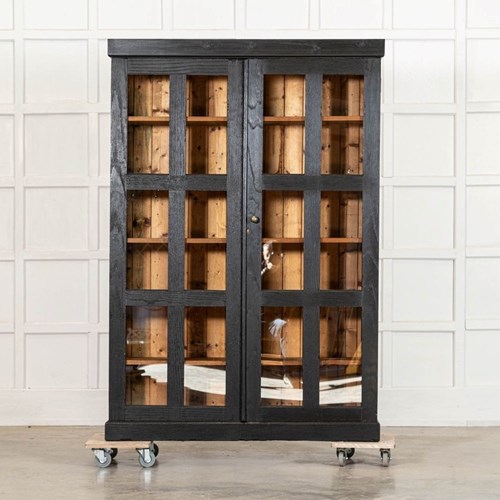 19Thc English Ebonised Oak Housekeepers / Hall Cupboard