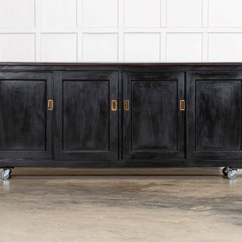Large 19Thc English Ebonised Mahogany Shop Counter / Dresser Base