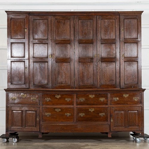 Monumental English Georgian Breakfront Oak Estate Housekeepers Cupboard