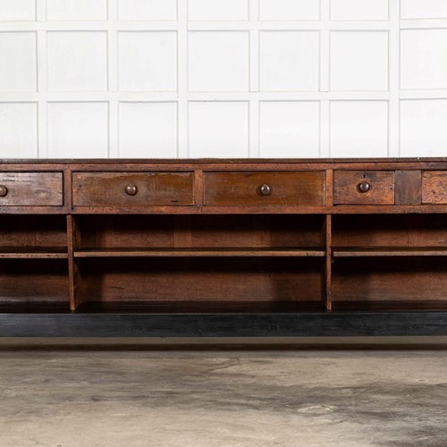 Monumental 19Thc English Walnut Top Ebonised Pine Haberdashery Shop Counter
