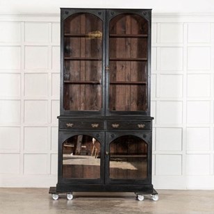 English 19Thc Ebonised Mahogany Gla...