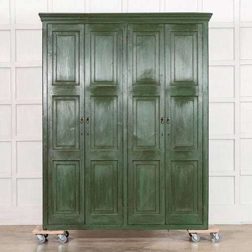 Large English 19Thc Pine Painted Housekeepers Cupboard