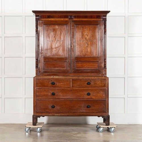 Large 19Thc English Georgian Oak Housekeepers Cupboard