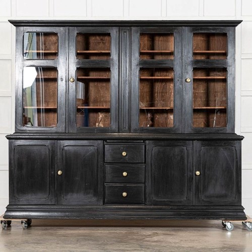 Monumental 19Thc French Ebonised Fruitwood Housekeepers Cupboard