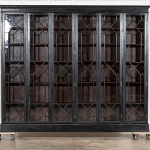 Large 19Thc English Glazed Ebonised...