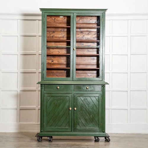 19Thc English Painted Pine Glazed Dresser