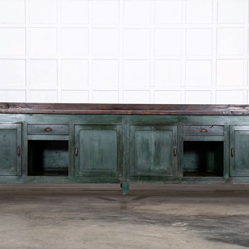 Monumental French Original Painted Pine Work Table Island