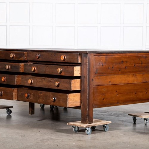 Large 19Thc English Pine Double Sided Work Table / Kitchen Island