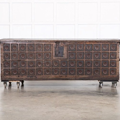 Large 17Thc English Oak Carved Coffer