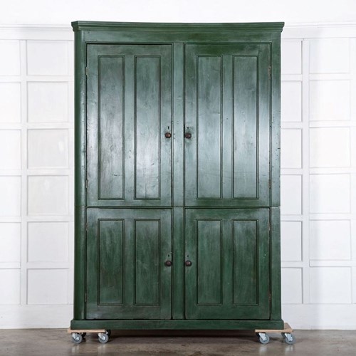 Large 19Thc English Pine Painted Housekeepers Cupboard