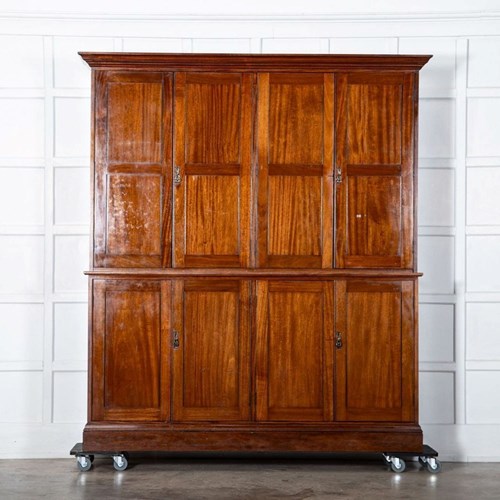 Large 19Thc English Mahogany Housekeepers Cabinet