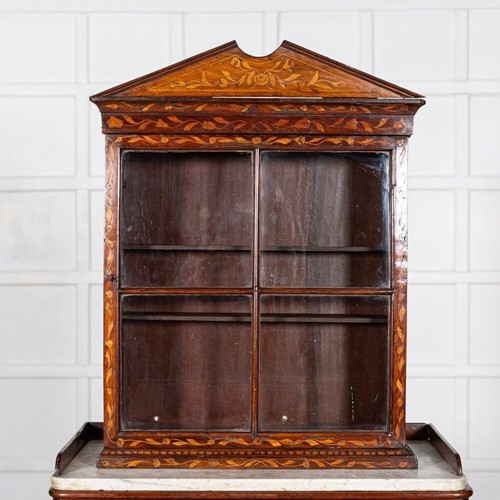 19Thc Mahogany Marquetry Inlaid Display Cabinet