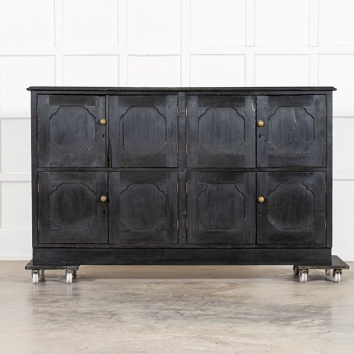 Large English Ebonised Pine Locker Cabinet