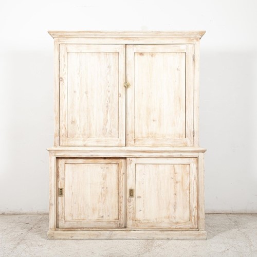 19thC English Bleached Pine Housekeepers Cupboard