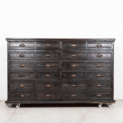 19Thc English Engineers Ebonised Bank Drawers